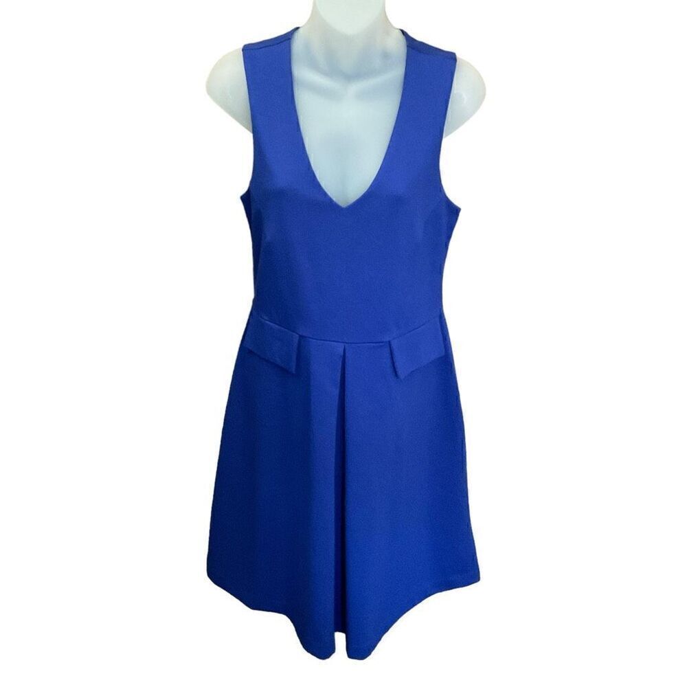 Lark & Ro Sleeveless V-Neck Fit-and-Flare Dress Jumper Blue Size Junior Medium